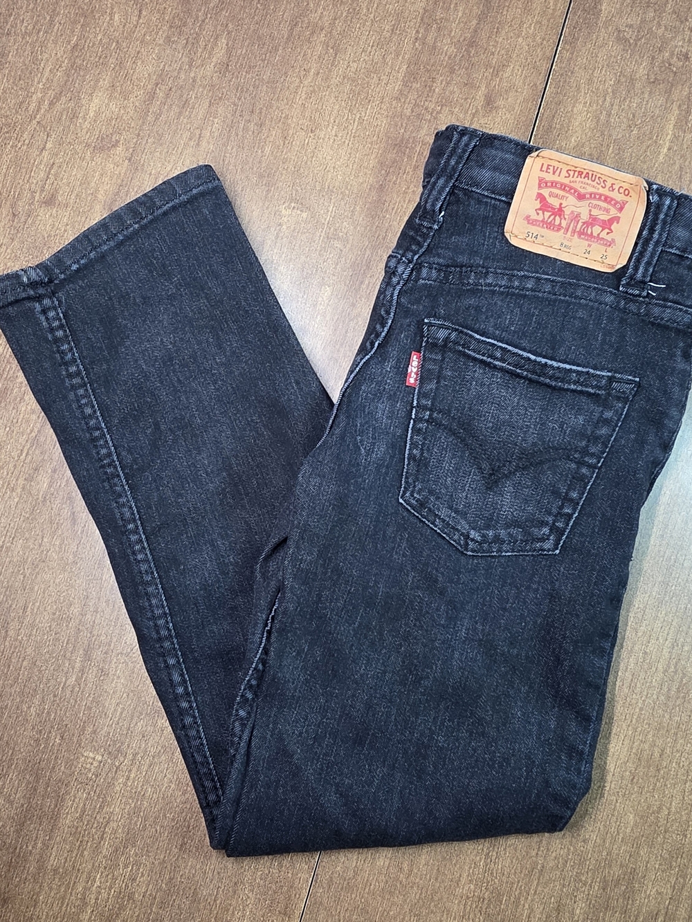 Levi's 514 Boy's Black Denim Jeans - Classic Straight Fit, Size 8 Regular